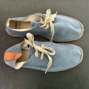 Toni Pons Shoes Sneaker Size 42 Fonda Platform Espadrille Blue Tan Lace Up Spain